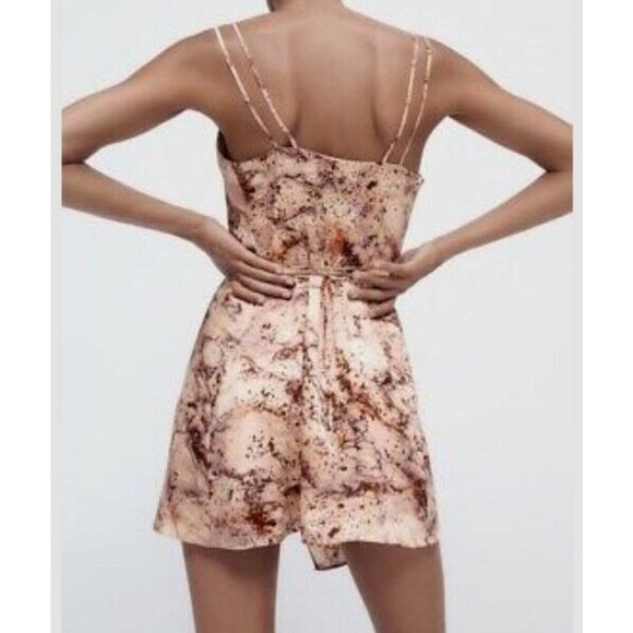 Zara Printed Satin Effect Mini Wrap Slip Dress Sz S Small NWT (b - Picture 2 of 6